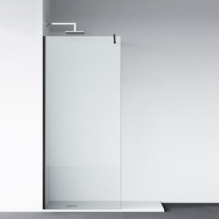 Walk-In Ultra-Slim Duschwand, 8 mm Sicherheitsglas, Maße 80-120x200cm, mattschwarze Profile, Nano Easy Clean, Matia