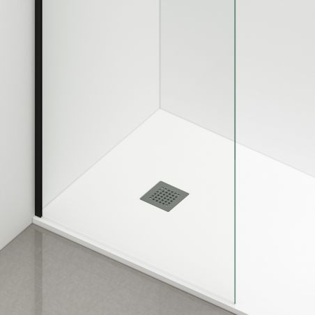 Walk-In Ultra-Slim Duschwand, 8 mm Sicherheitsglas, Maße 80-120x200cm, mattschwarze Profile, Nano Easy Clean, Matia