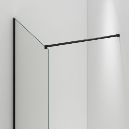 Walk-In Ultra-Slim Duschwand, 8 mm Sicherheitsglas, Maße 80-120x200cm, mattschwarze Profile, Nano Easy Clean, Matia