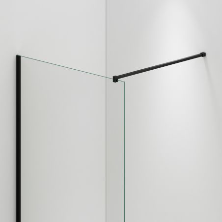 Walk-In Ultra-Slim Duschwand, 8 mm Sicherheitsglas, Maße 80-120x200cm, mattschwarze Profile, Nano Easy Clean, Matia