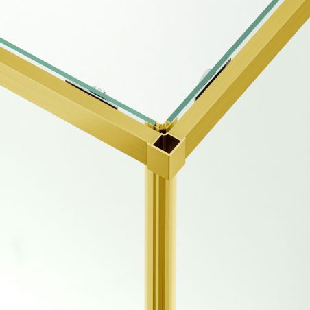 Duschkabine, 2 Schiebetüren, 6 mm Sicherheitsglas, 80-100 x 80-100 cm, mattgoldenes Profil, Medea