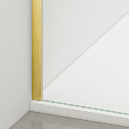 Walk-In Ultra-Slim Duschwand, 8 mm Sicherheitsglas, Maße 100-120x200cm, mattgoldene Profile, Nano Easy Clean, Matia