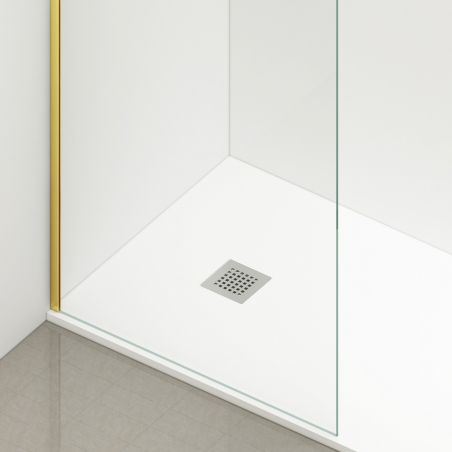 Walk-In Ultra-Slim Duschwand, 8 mm Sicherheitsglas, Maße 100-120x200cm, mattgoldene Profile, Nano Easy Clean, Matia