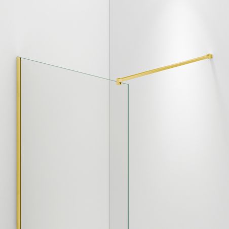 Walk-In Ultra-Slim Duschwand, 8 mm Sicherheitsglas, Maße 100-120x200cm, mattgoldene Profile, Nano Easy Clean, Matia