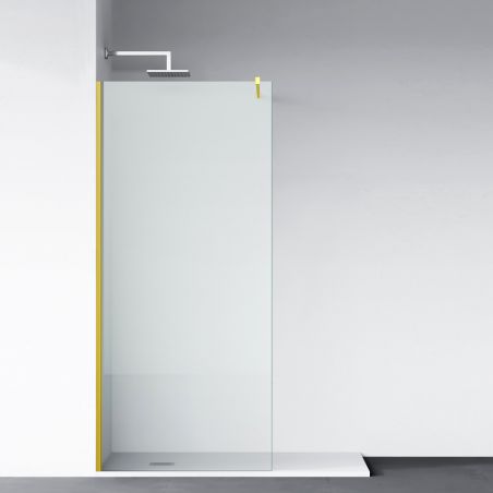 Walk-In Ultra-Slim Duschwand, 8 mm Sicherheitsglas, Maße 100-120x200cm, mattgoldene Profile, Nano Easy Clean, Matia