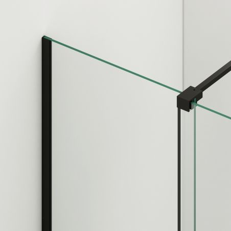 Walk-In Duschwand, 6 mm Sicherheitsglas, 2 Elemente, verschiebbar, Maße 100-120x200 cm, Mattschwarz, Benito