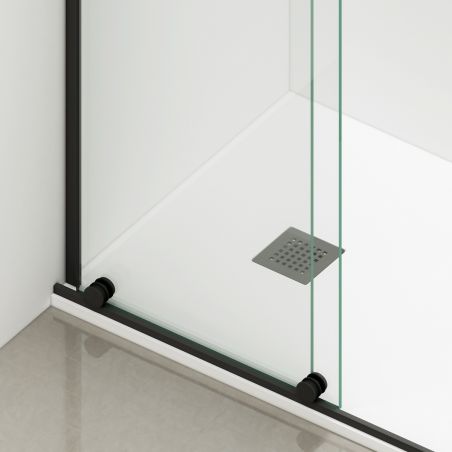 Walk-In Duschwand, 6 mm Sicherheitsglas, 2 Elemente, verschiebbar, Maße 100-120x200 cm, Mattschwarz, Benito