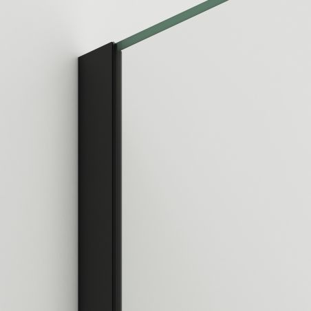 Walk-In Duschwand, 6 mm Sicherheitsglas, 2 Elemente, verschiebbar, Maße 100-120x200 cm, Mattschwarz, Benito