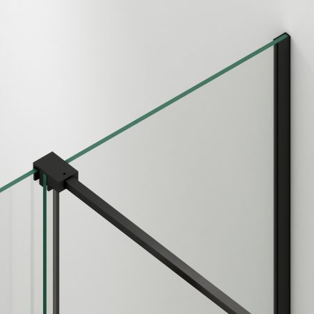 Walk-In Duschwand, 6 mm Sicherheitsglas, 2 Elemente, verschiebbar, Maße 100-120x200 cm, Mattschwarz, Benito