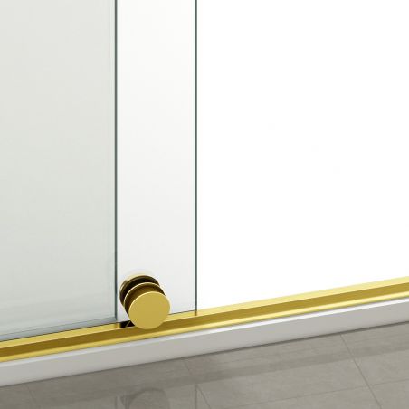 Walk-In Duschwand, 6 mm Sicherheitsglas, 2 Elemente, verschiebbar, Maße 100-120x200 cm, Mattgold, Benito