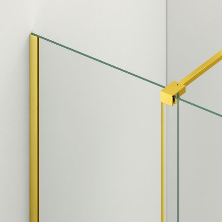 Walk-In Duschwand, 6 mm Sicherheitsglas, 2 Elemente, verschiebbar, Maße 100-120x200 cm, Mattgold, Benito