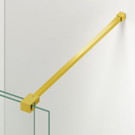 Walk-In Duschwand, 6 mm Sicherheitsglas, 2 Elemente, verschiebbar, Maße 100-120x200 cm, Mattgold, Benito