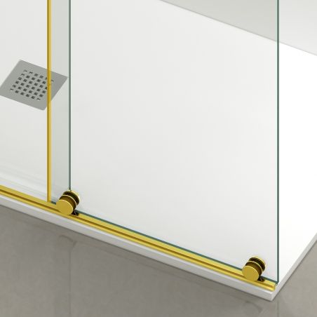 Walk-In Duschwand, 6 mm Sicherheitsglas, 2 Elemente, verschiebbar, Maße 100-120x200 cm, Mattgold, Benito