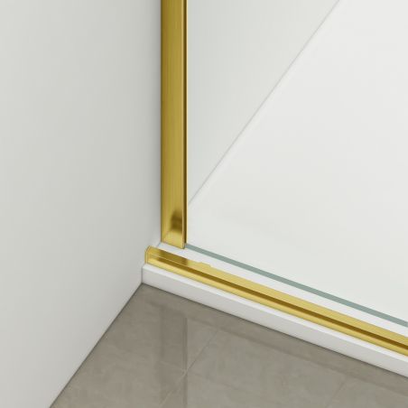 Walk-In Duschwand, 6 mm Sicherheitsglas, 2 Elemente, verschiebbar, Maße 100-120x200 cm, Mattgold, Benito