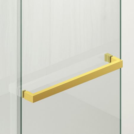 Walk-In Duschwand, 6 mm Sicherheitsglas, 2 Elemente, verschiebbar, Maße 100-120x200 cm, Mattgold, Benito