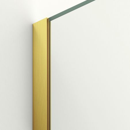 Walk-In Duschwand, 6 mm Sicherheitsglas, 2 Elemente, verschiebbar, Maße 100-120x200 cm, Mattgold, Benito