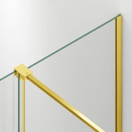 Walk-In Duschwand, 6 mm Sicherheitsglas, 2 Elemente, verschiebbar, Maße 100-120x200 cm, Mattgold, Benito