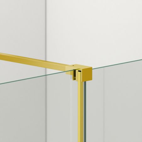 Walk-In Duschwand, 6 mm Sicherheitsglas, 2 Elemente, verschiebbar, Maße 100-120x200 cm, Mattgold, Benito