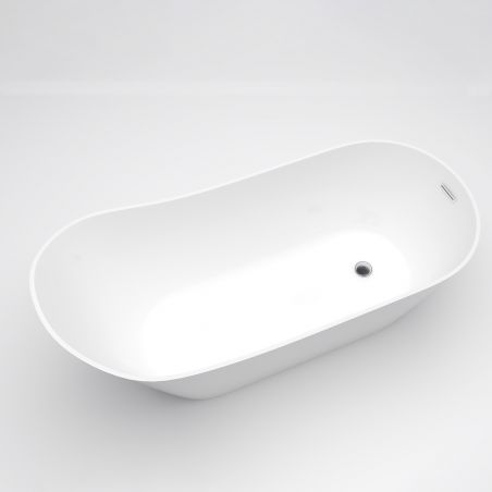 Freistehende Badewanne, Sanitäracryl, Weiß glänzend, 170x75 cm, Wärmedämmung, Agota