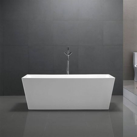 Freistehende Badewanne, Sanitäracryl, Weiß glänzend, 170x75 cm, Wärmedämmung, Cora