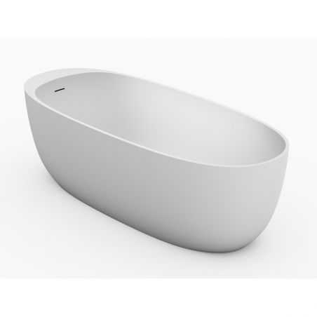 Badewanne, freistehend, Mineralwerkstoff, inklusive weißem Ventil, Glossy White, 184x76 cm, Giulia