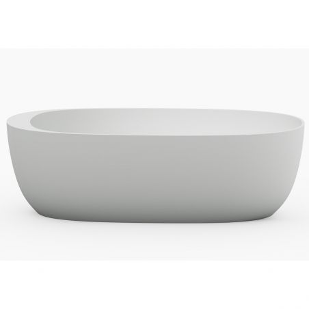 Badewanne, freistehend, Mineralwerkstoff, inklusive weißem Ventil, Glossy White, 184x76 cm, Giulia