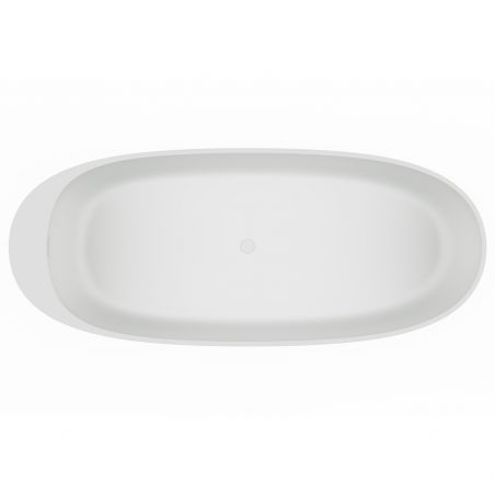 Badewanne, freistehend, Mineralwerkstoff, inklusive weißem Ventil, Glossy White, 184x76 cm, Giulia