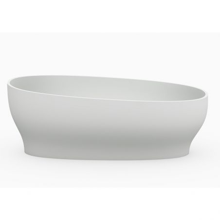 Badewanne, freistehend, Mineralwerkstoff, inklusive weißem Ventil, Glossy White, 170x85 cm, Noemi