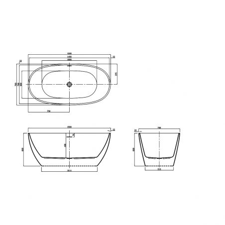 Zinon Badewanne, Sanitäracryl, Weiß glänzend, 150, 160, 170 cm, Wärmedämmung, freistehend