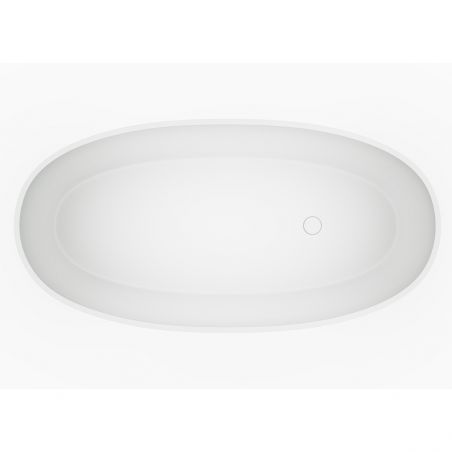 Badewanne, freistehend, Mineralwerkstoff, inklusive weißem Ventil, Glossy White, 170x85 cm, Noemi