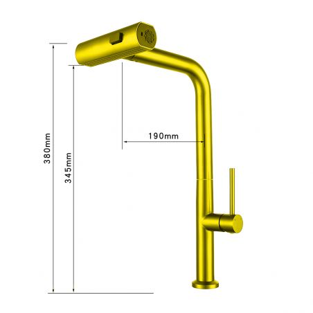 Küchenarmatur, ausziehbare Dusche, 3 Sprühtypen, 360° drehbarer Wasserhahn, Strahlregler, Edelstahl, Mattgold, Sahara