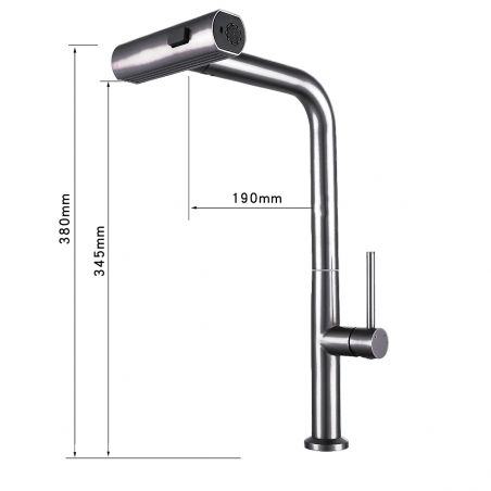 Küchenarmatur, ausziehbare Brause, 3 Strahlarten, 360° drehbarer Wasserhahn, Luftsprudler, Edelstahl, Chrom, Sahara