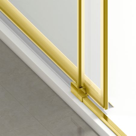 Duschtür, verschiebbar, transparent, 6 mm Sicherheitsglas, Abmessungen zwischen 100-160 cm, Profil Mattgold, Hanes