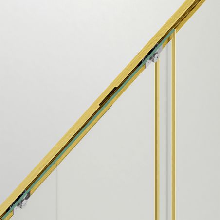 Duschtür, verschiebbar, transparent, 6 mm Sicherheitsglas, Abmessungen zwischen 100-160 cm, Profil Mattgold, Hanes