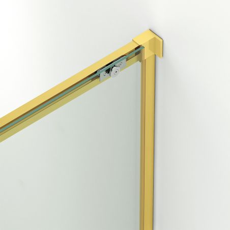 Duschtür, verschiebbar, transparent, 6 mm Sicherheitsglas, Abmessungen zwischen 100-160 cm, Profil Mattgold, Hanes