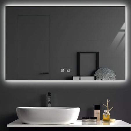 LED-Spiegel, schwarzer Rahmen, Demister, Touch-Taste, 3 Farben, einstellbare Intensität, Größen 60 x 80 - 70 x 120 cm, Feliz