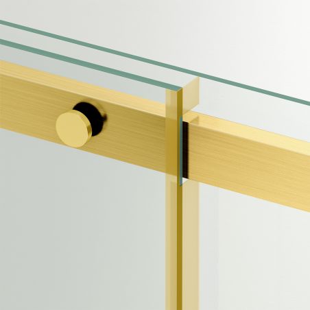 Duschkabine, feste Wand und Schiebetür, 8 mm Sicherheitsglas, Abmessungen 80-90 x 120-140 cm, Profil Mattgold, Giorgio