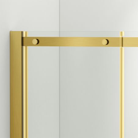 Duschkabine, feste Wand und Schiebetür, 8 mm Sicherheitsglas, Abmessungen 80-90 x 120-140 cm, Profil Mattgold, Giorgio