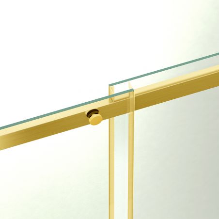 Duschkabine, feste Wand und Schiebetür, 8 mm Sicherheitsglas, Abmessungen 80-90 x 120-140 cm, Profil Mattgold, Giorgio