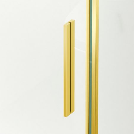 Duschkabine, feste Wand und Schiebetür, 8 mm Sicherheitsglas, Abmessungen 80-90 x 120-140 cm, Profil Mattgold, Giorgio