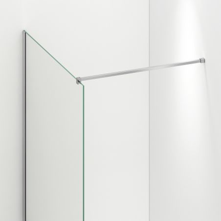 Duschwand für die Badewanne, feststehend, transparent, Chromprofile, Sicherheitsglas 8 mm, 80-90x150 cm, Nora