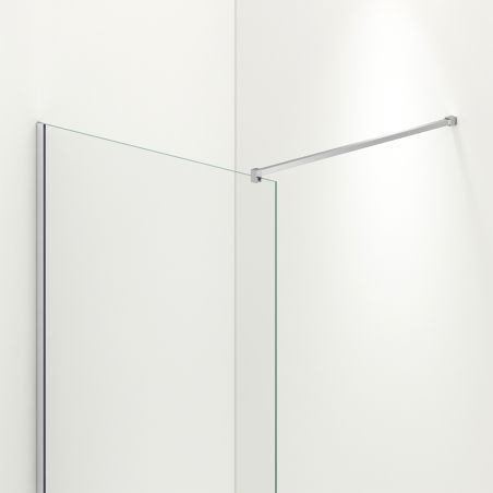 Duschwand für die Badewanne, feststehend, transparent, Chromprofile, Sicherheitsglas 8 mm, 80-90x150 cm, Nora