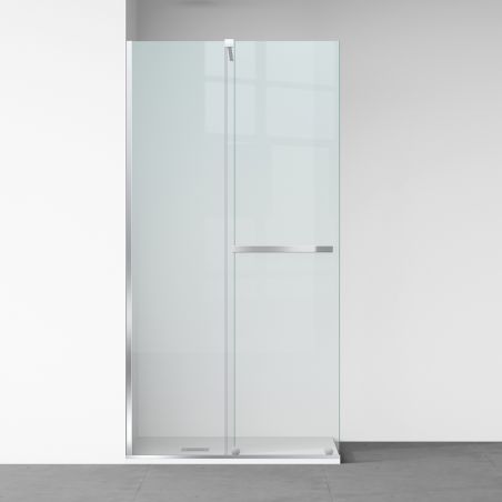 Walk-In Duschwand, 6 mm Sicherheitsglas, 2 Elemente, verschiebbar, Maße 100-120x200 cm, Chrom, Benito