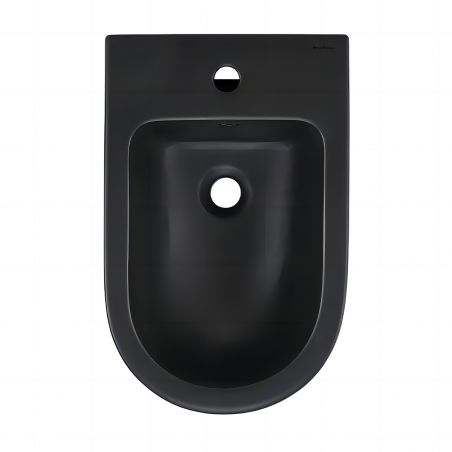 Bidet Galo, Mattschwarz, Power Colour, 54x37 cm, Bodenmontage, mit Überlauf