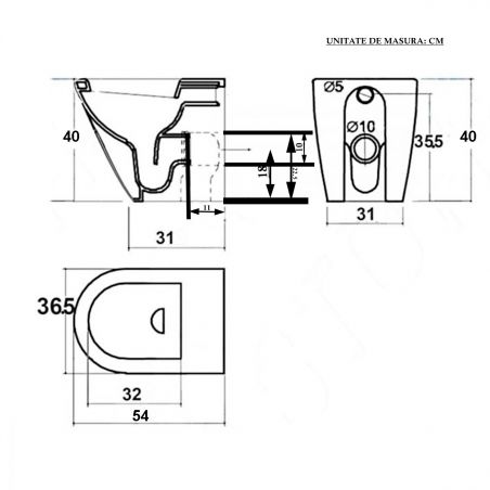 Toilettenschüssel EGO Galo, Rimless, Weiß, 54x36 cm Bodenmontage, Duroplast Slim Soft-Close-Deckel inklusive