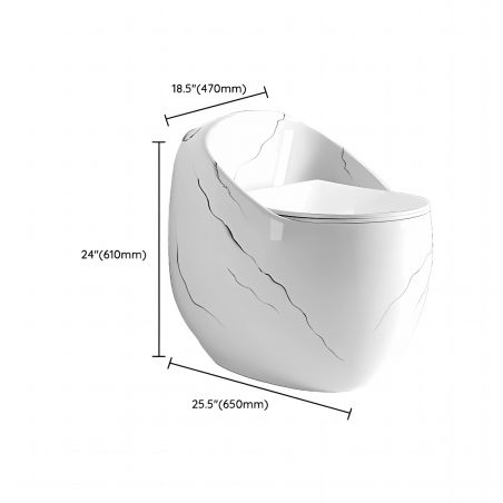 WC-Stand Santa Rimless, integrierter Spülkasten, glänzendes Weiß, Marble-Finish, Bodenmontage, Soft-Close, Royalty Line von Ego