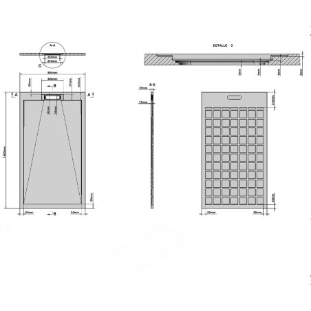 Duschwanne, Grau Pietra, Marble Mat Finish, Mineralverbund, Abmessungen 100-160x80-90 cm, zuschneidbar, Antonio