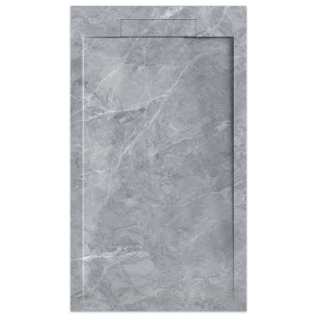 Duschwanne, Grau Pietra, Marble Mat Finish, Mineralverbund, Abmessungen 100-160x80-90 cm, zuschneidbar, Antonio