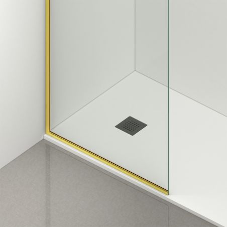 Duschwand Walk-In, 8 mm gehärtetes Glas, Maße 100-120x200 cm, Profil und Griff Matte Gold, Armando