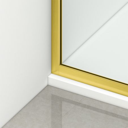 Duschwand Walk-In, 8 mm gehärtetes Glas, Maße 100-120x200 cm, Profil und Griff Matte Gold, Armando